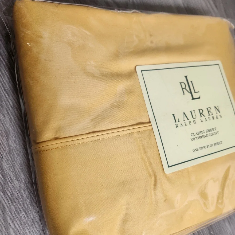 Lauren Ralph Lauren Yellow Flat Sheet King Classic 350 Thread Count Cotton Solid
